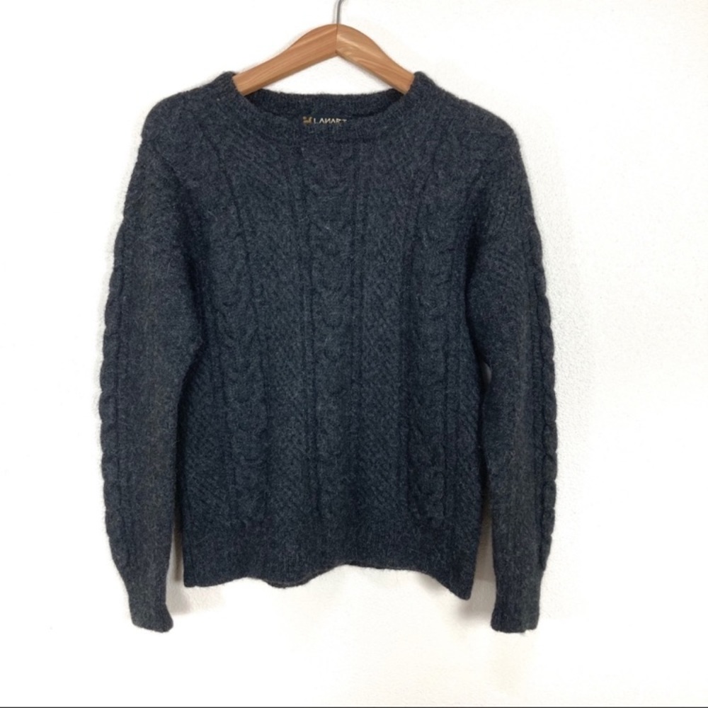 Lanart Collection Baby Alpaca Cable Knit Sweater Dark Gray Women’s Sz Medium